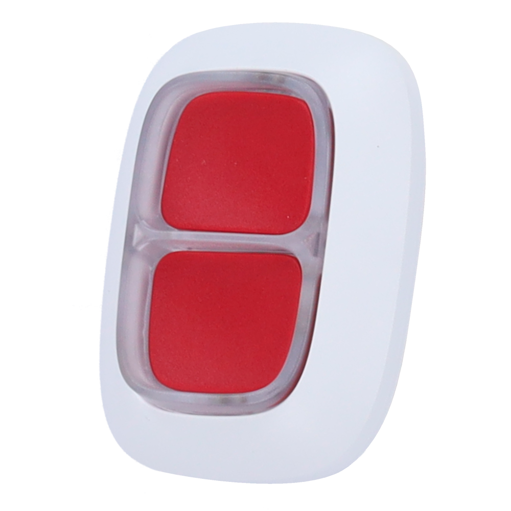 AJ-DOUBLEBUTTON-W.png Doble botón de pánico - Bidireccional - Inalámbrico 868 MHz Jeweller - Alcance espacio abierto 1300 m - Pulsación segura: doble o larga - Alimentación 1 pila CR2032 3.0 V - Imagen 1