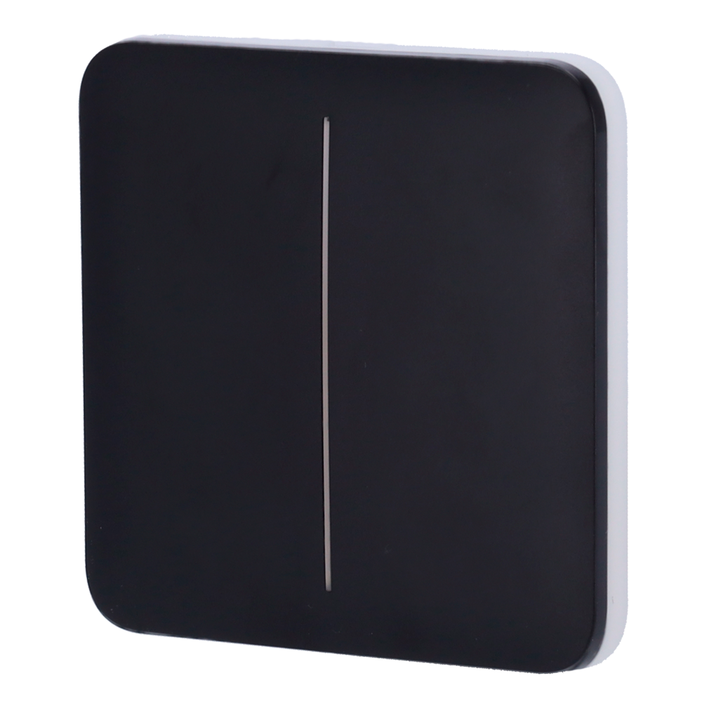 AJ-SOLOBUTTON-2G-B.png Panel táctil para interruptor de luz doble - Compatibilidad con AJ-LIGHTCORE-2G - Retroiluminación LED - Panel táctil sin contacto - Color negro - Ajax - LightSwitch SoloButton - Imagen 1