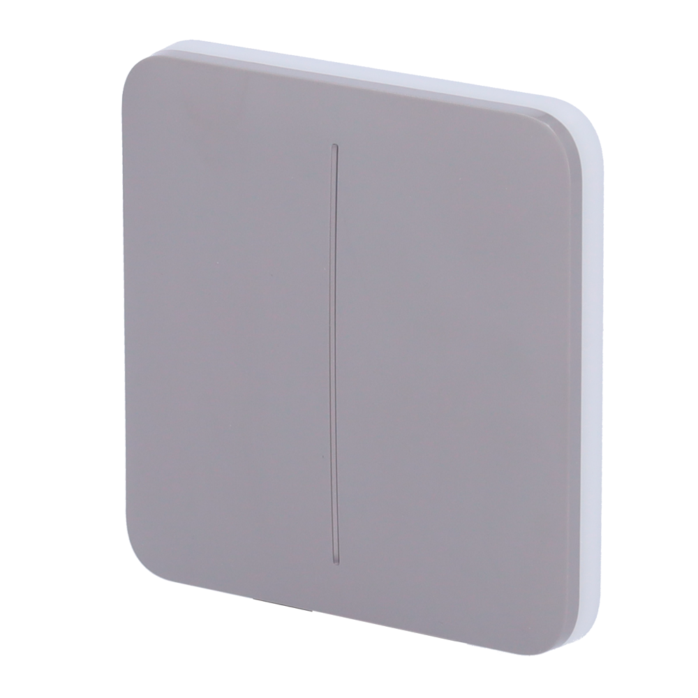 AJ-SOLOBUTTON-2G-GRE.png Panel táctil para interruptor de luz doble - Compatibilidad con AJ-LIGHTCORE-2G - Retroiluminación LED - Panel táctil sin contacto - Color gris - Ajax - LightSwitch SoloButton - Imagen 1