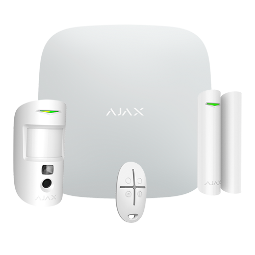 AJ-STARTERKITPLUS-CAM-W.png Kit de alarma profesional - Certificado Grado 2 - Comunicación Ethernet / Wi-Fi / dual SIM 4G - Inalámbrico 868 MHz Jeweller y Wings - Ajax HUB 2 Plus, 1 PIRCAM - 1 Contacto magnético y 1 mando - Imagen 1
