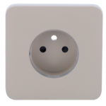 Tapa frontal para enchufe inteligente tipo E - Compatible con AJ-OUTLETCORE-SMART-E - Indicador LED sobre estado del enchufe y consumo - Botón táctil para control manual - Retroalimentación LED - Color oliva - Imagen 2