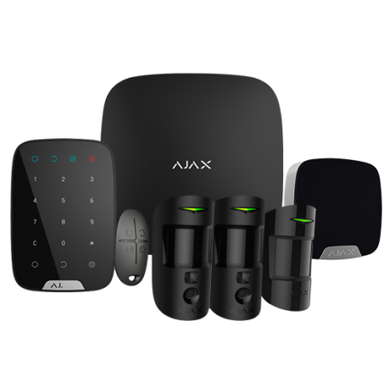 Alarma profesional 4G negra con cámara, sirena y mando a distancia