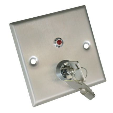 Pulsador con llave y luz LED para acceso controlado en pared