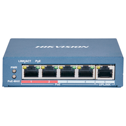 Hikvision Switch para conectar cámaras de seguridad con alimentación PoE (DS-3E0105P-E(B))