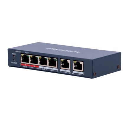 Hikvision Switch PoE para cámaras de seguridad y dispositivos de red (DS-3E0106HP-E)