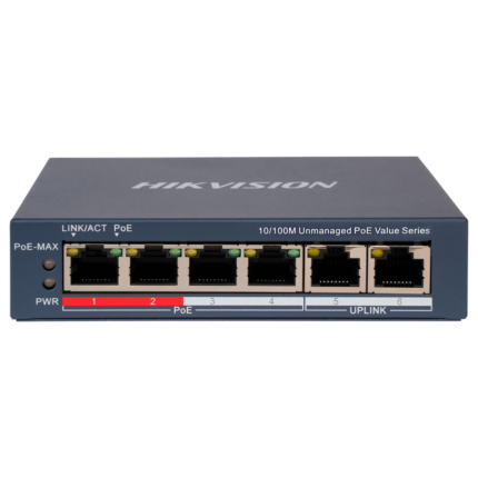 Hikvision Switch para conectar cámaras de seguridad con alimentación PoE (DS-3E0106P-E/M(B))
