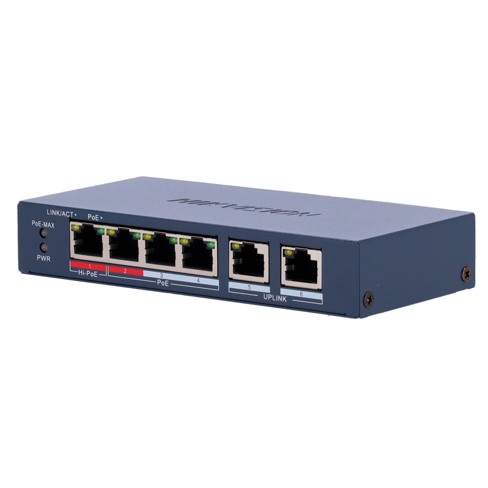 product-906306-877a1aa4b24cefd8662e4b145b19ca23 Hikvision Switch para alimentar y conectar cámaras de seguridad PoE (DS-3E1106HP-EI)