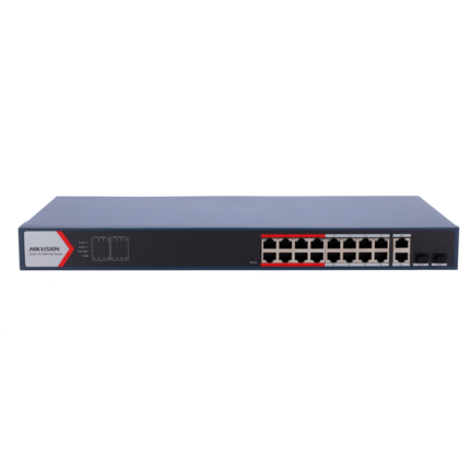 Hikvision Switch para alimentar y conectar cámaras de seguridad PoE (DS-3E1318P-EI(B))