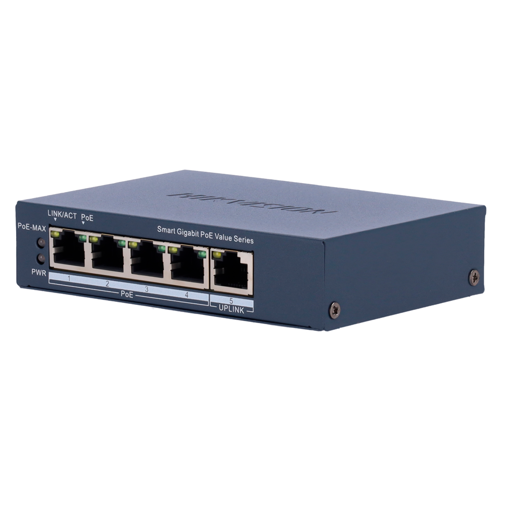 product-906349-e583c007fd8f2e46df3d611e607c5b6e Hikvision Switch para alimentar y conectar cámaras de seguridad PoE (DS-3E1505P-EI/M)