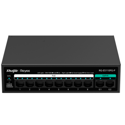 Switch para conectar cámaras y dispositivos con alimentación por cable (RG-ES110FG-P)