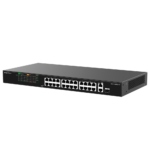 Switch para rack que alimenta cámaras y teléfonos IP sin adaptadores