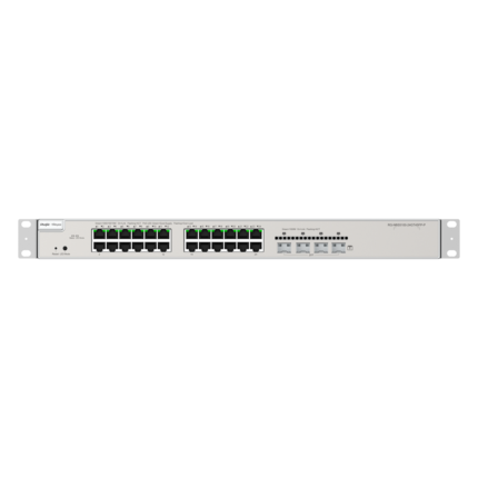 Switch gestionable con PoE para redes empresariales y fibra óptica