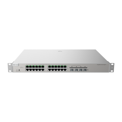 Switch gestionable con PoE para redes empresariales y fibra óptica