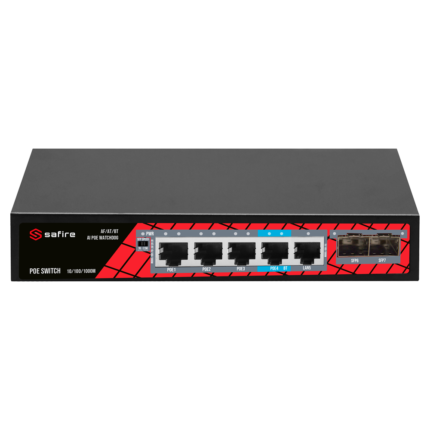 Switch PoE para conectar cámaras de seguridad y dispositivos de red (SF-SW0704HIPOE-GMF-65)