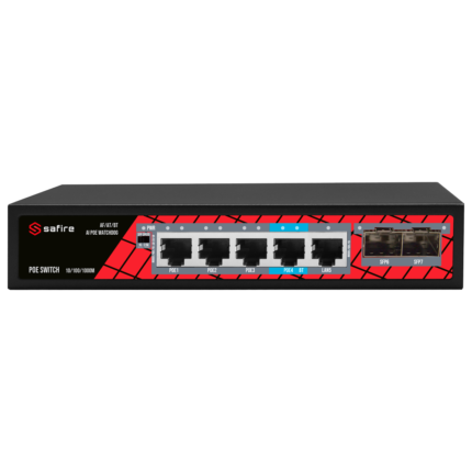 Switch PoE para conectar cámaras de seguridad y dispositivos de red (SF-SW0704HIPOE-GMF-65)