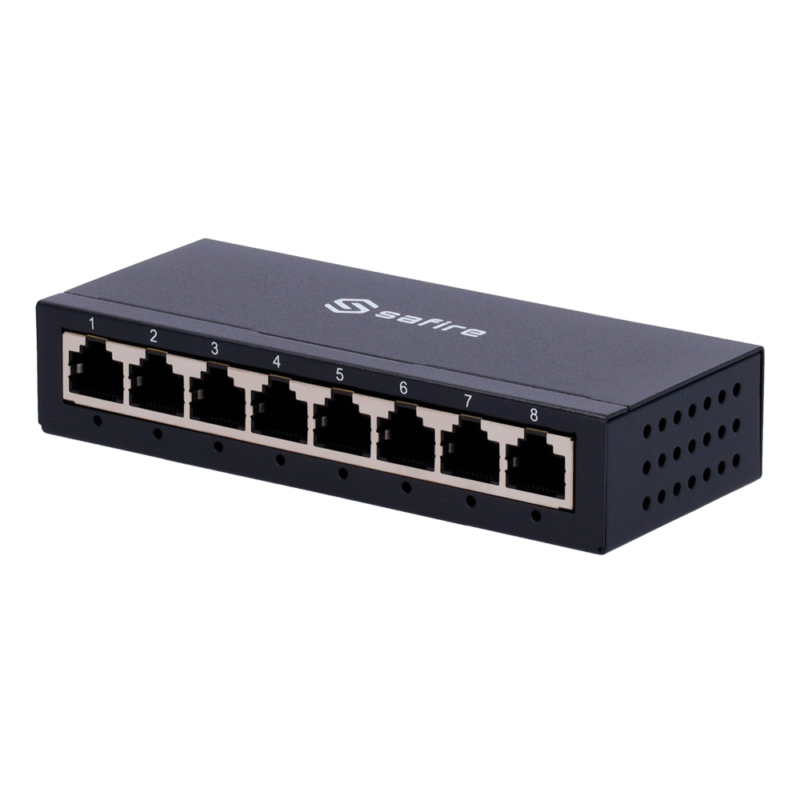 Switch de red para conectar varios dispositivos por cable en casa u oficina (SF-SW08-G-M)