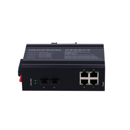 Switch gestionable con PoE para carril DIN en instalaciones industriales