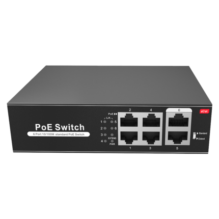 Switch para conectar cámaras de seguridad con alimentación PoE integrada (SW0604POE-65-E)