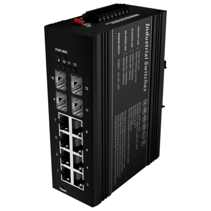 Switch gestionable PoE para carril DIN con 8 puertos Gigabit