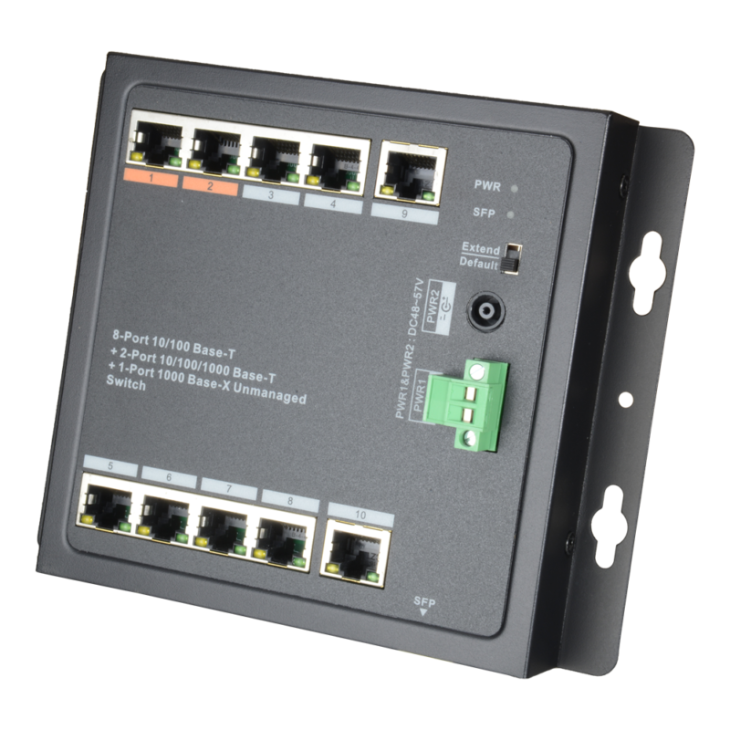 Switch PoE para conectar cámaras de seguridad con instalación en pared