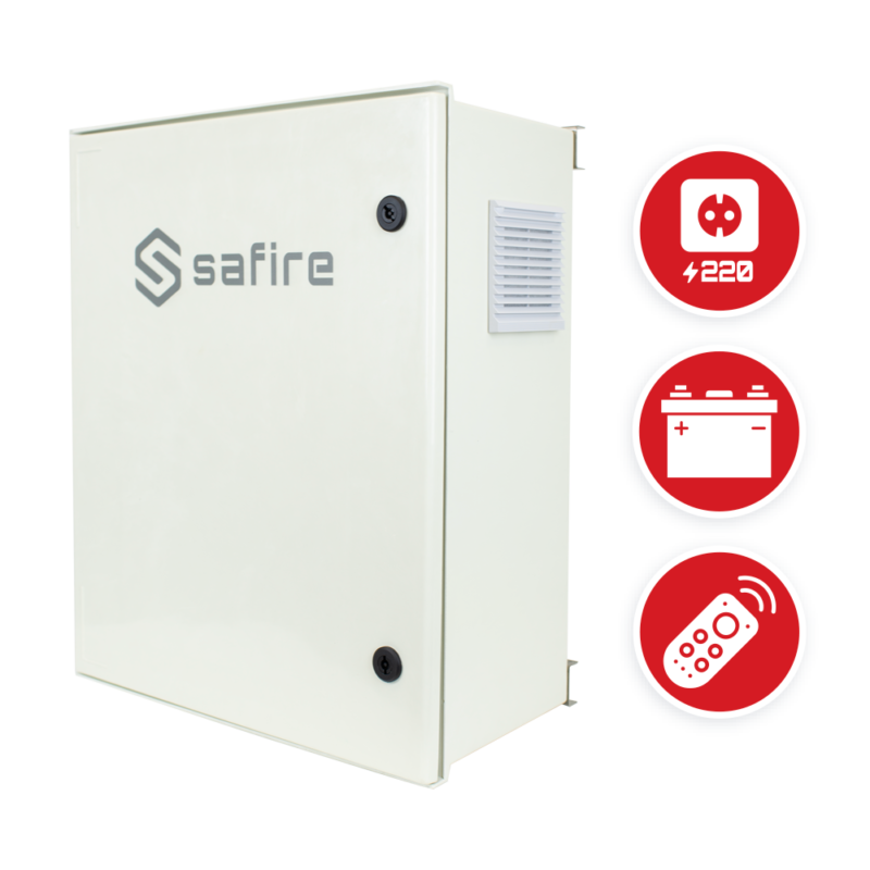 Armario exterior para instalaciones de videovigilancia autónoma (SF-BOX0812V-UPS-IP55)