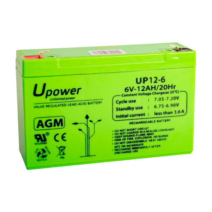 Batería de repuesto para alarmas, SAI y sistemas de seguridad 6V (BATT-6012-U)