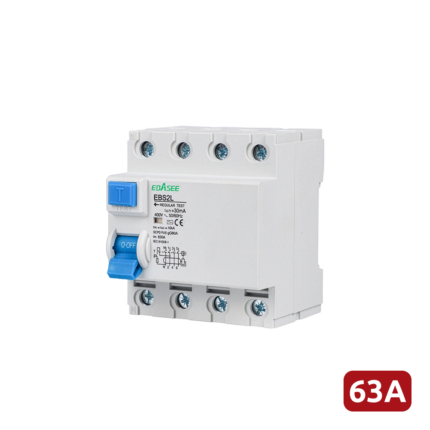 Interruptor diferencial tetrapolar para protección eléctrica trifásica (EBS2L-63A-4P)