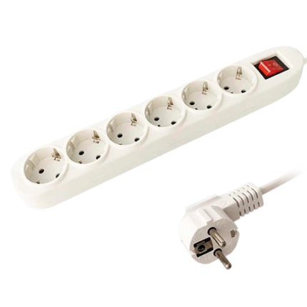 Regleta de 6 enchufes con interruptor y cable de 1,5 metros