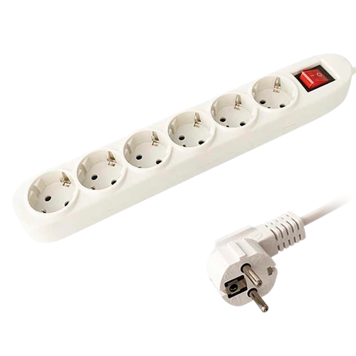 Regleta de 6 enchufes con interruptor y cable de 1,5 metros