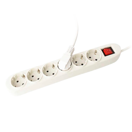 Regleta de 6 enchufes con interruptor y cable de 1,5 metros