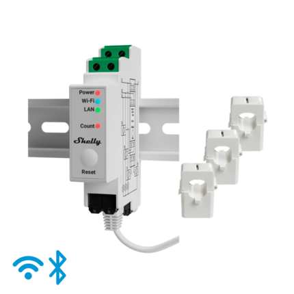 Medidor de consumo eléctrico trifásico con control solar y red WiFi