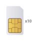 Pack 10 SIM para dispositivos conectados IoT y alarmas (Multioperador)