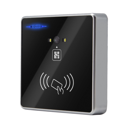 Lector de tarjeta y código QR para control de acceso en oficinas