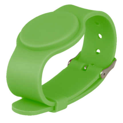 Pulsera de control de acceso por radiofrecuencia verde ajustable