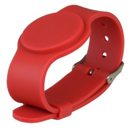Pulsera de acceso por proximidad para control de entrada roja