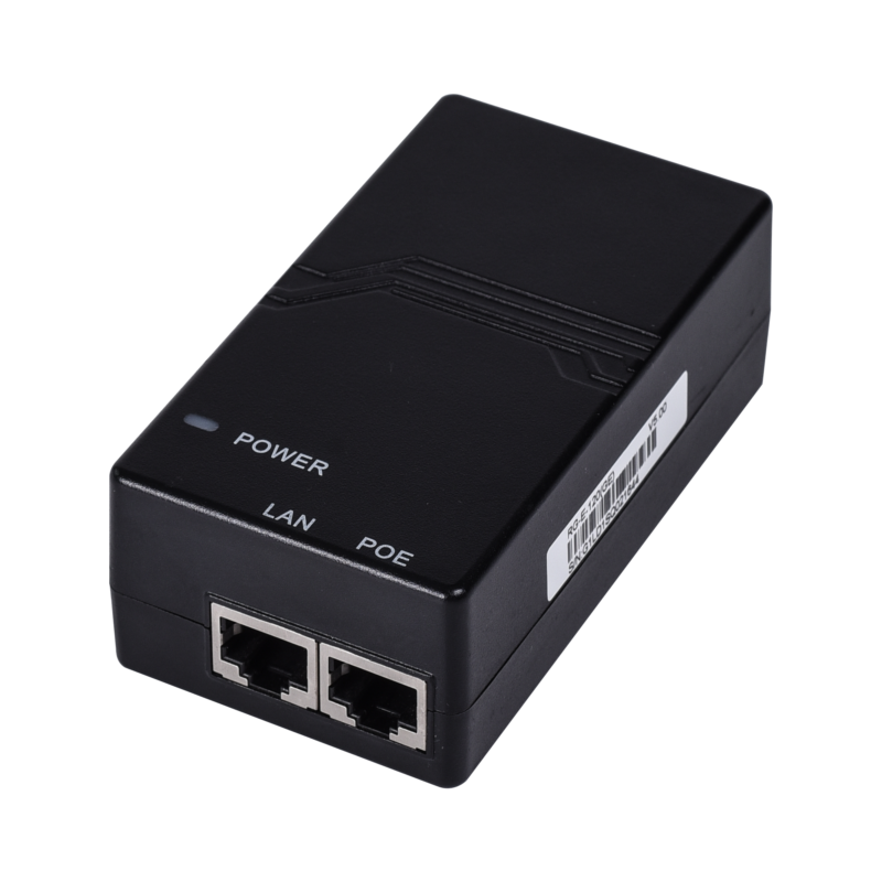 Inyector PoE para dar alimentación eléctrica a cámaras y puntos de acceso