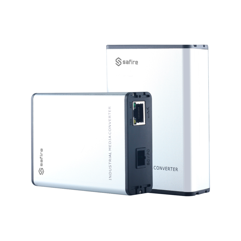 Kit de 2 conversores de fibra óptica a red Ethernet para industria