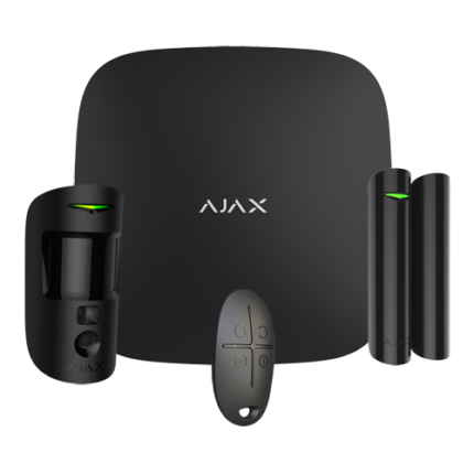 Kit de alarma profesional – Certificado Grado 2 – Comunicación Ethernet y dual SIM 4G (LTE) – Inalámbrico 868 MHz Jeweller y Wings – Ajax HUB 2, 1 PIRCAM – 1 Contacto magnético y 1 mando