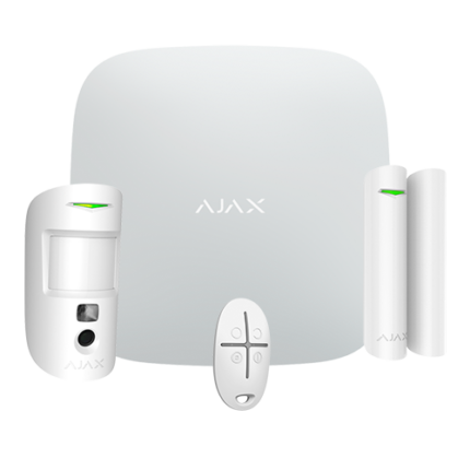 Kit de alarma profesional – Certificado Grado 2 – Comunicación Ethernet y dual SIM GPRS – Inalámbrico 868 MHz Jeweller y Wings – Ajax HUB 2, 1 PIRCAM – 1 Contacto magnético y 1 mando
